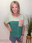 Checking In Green and Peach Striped T-shirt Top 110 Tops - Ella Chic BoutiqueAnniewear