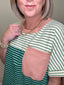 Checking In Green and Peach Striped T-shirt Top 110 Tops - Ella Chic BoutiqueAnniewear