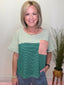 Checking In Green and Peach Striped T-shirt Top
