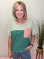 Checking In Green and Peach Striped T-shirt Top 110 Tops - Ella Chic BoutiqueAnniewear