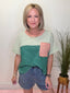 Checking In Green and Peach Striped T-shirt Top 110 Tops - Ella Chic BoutiqueAnniewear