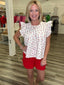 Cherry Textured Pintuck Detail Ruffle Blouse Top 110 Tops- Ella Chic BoutiqueSo Me