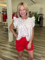 Cherry Textured Pintuck Detail Ruffle Blouse Top 110 Tops- Ella Chic BoutiqueSo Me