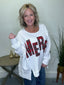 Christmas Plaid Merry Lettering white waffle knit Bibi oversized Sweatshirt Tops - Ella Chic Boutique