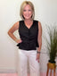 City Sleek Button Front Peplum Top in Black spring summer work dressy structed stylish classic shirt Ella Chic Boutique Entro