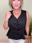 City Sleek Button Front Peplum Top