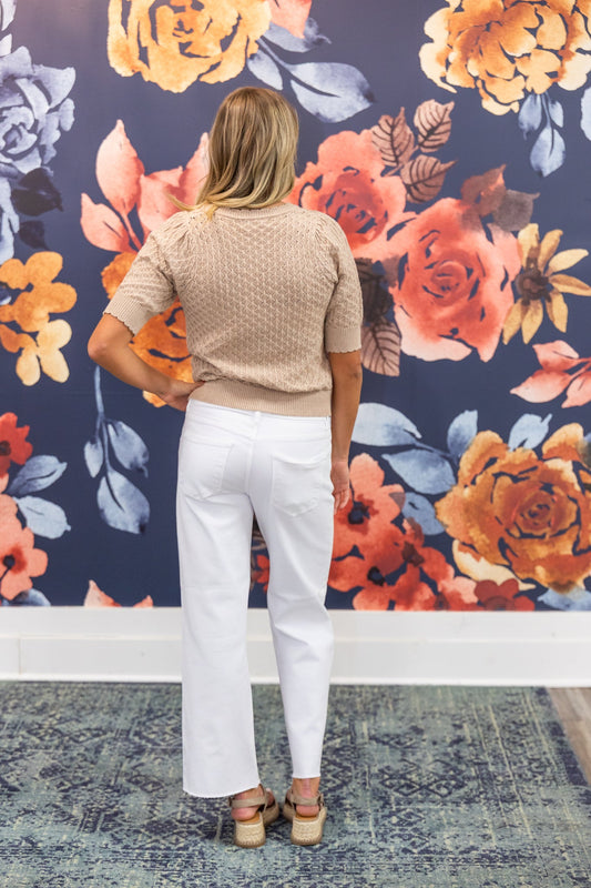 Classic White Risen Tummy Control Mid Rise Ankle Straight Jeans 160 jeans - Ella Chic BoutiqueRisen