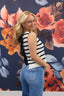 Classically Striped Back Tie Sleeveless Knit Sweater 110 Tops - Ella Chic BoutiqueBlu Pepper