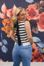 Classically Striped Back Tie Sleeveless Knit Sweater 110 Tops - Ella Chic BoutiqueBlu Pepper
