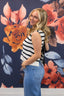 Classically Striped Back Tie Sleeveless Knit Sweater 110 Tops - Ella Chic BoutiqueBlu Pepper