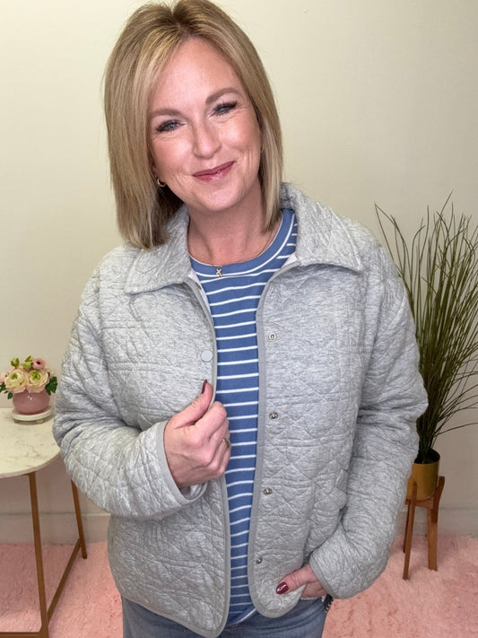 Clean Lines Quilted Jacket in Gray