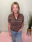 Coffee Date Striped Button Cardigan