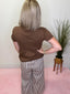 Contemporary Pleated Swing Tee Top in Brown 110 Tops- Ella Chic BoutiqueAEMI + CO