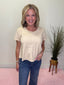 Contemporary Pleated Swing Tee Top in Oat