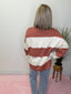 Contrast Panel Long Sleeve Slouchy Top in Terracotta Butter 110 Tops- Ella Chic BoutiqueAEMI + CO