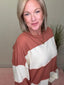 Contrast Panel Long Sleeve Slouchy Top in Terracotta Butter 110 Tops- Ella Chic BoutiqueAEMI + CO