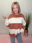 Contrast Panel Long Sleeve Slouchy Top in Terracotta Butter