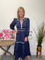 Contrast Ric Rac Trim Smocked Waistband Midi Dress - FINAL SALE