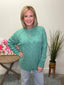 Crew Neck Cable Knit Sweater Pullover in Emerald Green