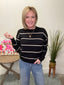 Crew Neck Striped Sweater in Black 130 Sweaters - Ella Chic Boutique