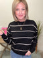 Crew Neck Striped Sweater in Black 130 Sweaters - Ella Chic Boutique