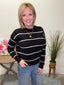 Crew Neck Striped Sweater in Black 130 Sweaters - Ella Chic Boutique
