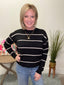Crew Neck Striped Sweater in Black