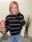 Crew Neck Striped Sweater in Black