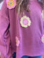 Crochet Floral Detail Ribbed Top - Girls 240 Kids Clothing - Ella Chic Boutique