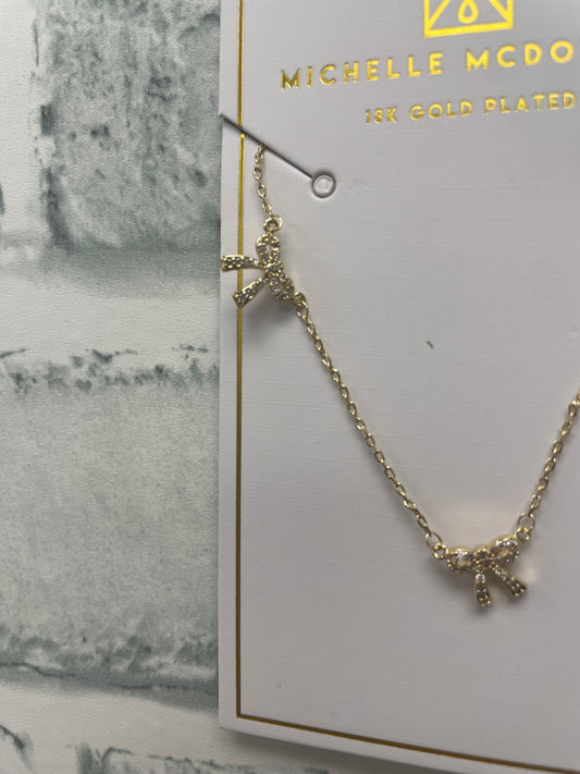 Dainty Rhinestone Bow Necklace