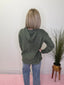 Dark Olive Hacci Brushed Hooded with Tie Detail 110 Tops- Ella Chic BoutiqueZenana