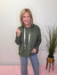 Dark Olive Hacci Brushed Hooded with Tie Detail 110 Tops- Ella Chic BoutiqueZenana