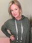 Dark Olive Hacci Brushed Hooded with Tie Detail 110 Tops- Ella Chic BoutiqueZenana