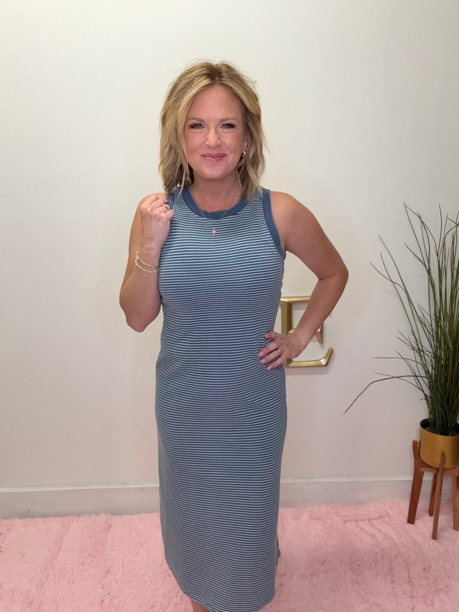 comfy maxi dress Denim Blue Striped Maxi Dress | Comfy and flattering Dress