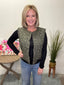 Ditsy Floral Print Ruffle Quilted Vest in Dk Green 140 Jackets - Ella Chic Boutique