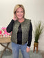 Ditsy Floral Print Ruffle Quilted Vest in Dk Green 140 Jackets - Ella Chic Boutique