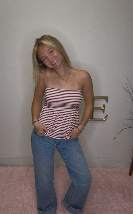 Dreamy Striped Strapless Tube Top 110 Tops - Ella Chic BoutiqueHYFVE
