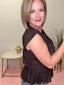 Dress it Up Peplum Knit Top in Chocolate 110 Tops - Ella Chic Boutique
