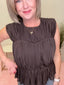 Dress it Up Peplum Knit Top in Chocolate