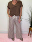 Driftwood Drawstring Striped Wide Linen Pants in Brown 170 Pants- Ella Chic BoutiqueILLA ILLA
