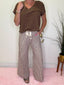 Driftwood Drawstring Striped Wide Linen Pants in Brown 170 Pants- Ella Chic BoutiqueILLA ILLA