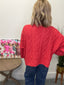 Dusty Red Cable Knit Sweater Top 110 Tops - Ella Chic Boutique