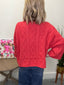 Dusty Red Cable Knit Sweater Top 110 Tops - Ella Chic Boutique