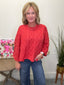 Dusty Red Cable Knit Sweater Top 110 Tops - Ella Chic Boutique