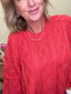 Dusty Red Cable Knit Sweater Top