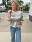 Easy Going Short Sleeve Striped Sweater Top 130 Sweaters- Ella Chic BoutiqueThe Workshop Studio
