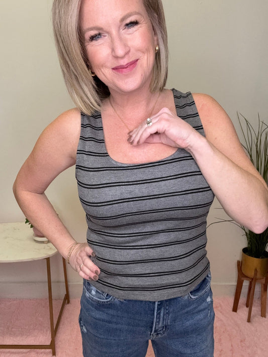 Effortless Stripe Sleeveless Knit Tank