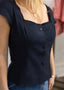 Elle Button Down Top in Navy 110 Tops - Ella Chic BoutiqueSunday Edition