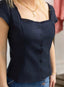 Elle Button Down Top in Navy 110 Tops - Ella Chic BoutiqueSunday Edition