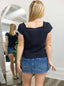 Elle Button Down Top in Navy 110 Tops - Ella Chic BoutiqueSunday Edition